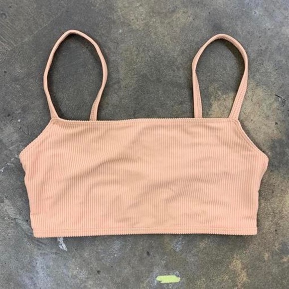 LOS ANGELES APPAREL Blush Pink Ribbed Swimsuit - Size XS - Picture 4 of 4